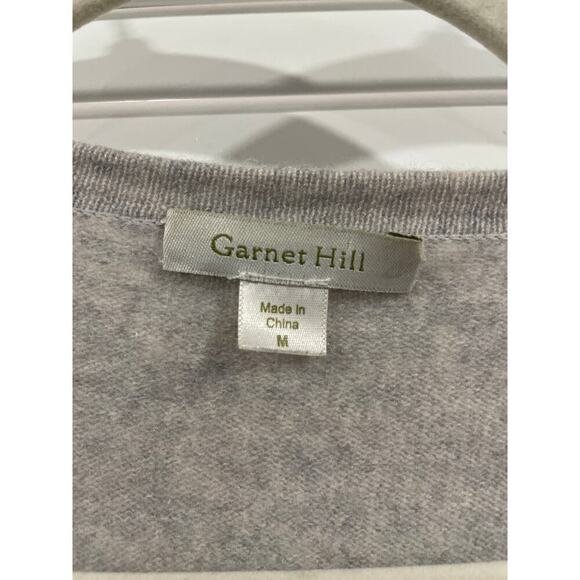 Garnet Hill Light Grey 100% Cashmere Pocket Sweater Cardigan Size M - Picture 6 of 8